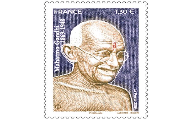 Mahatma Gandhi figures on postage stamp issued in France
