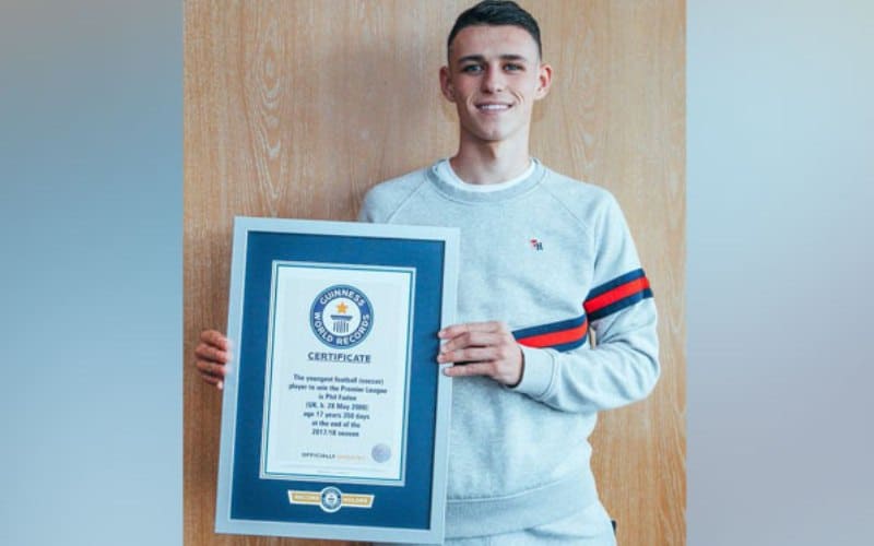 Manchester City's Phil Foden enters Guinness World Records