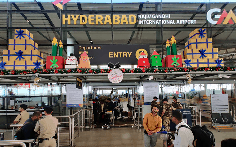 Hyderabad Airport decked up for the Christmas and New Year