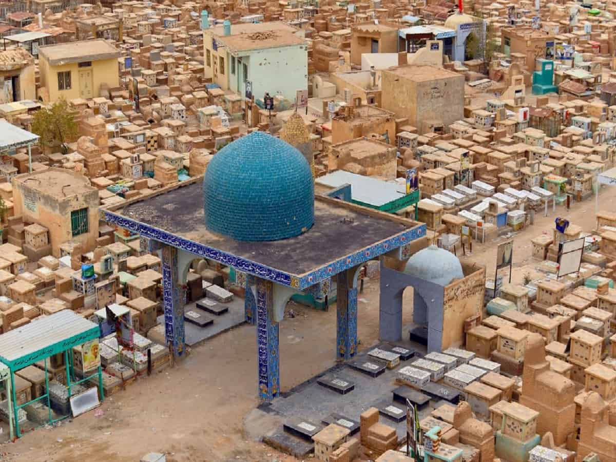 A photograph taken on February 19, 2020, shows a partial view of the Wadi al-Salam ("Valley of Peace") cemetery in the Iraqi Shiite holy city of Najaf,