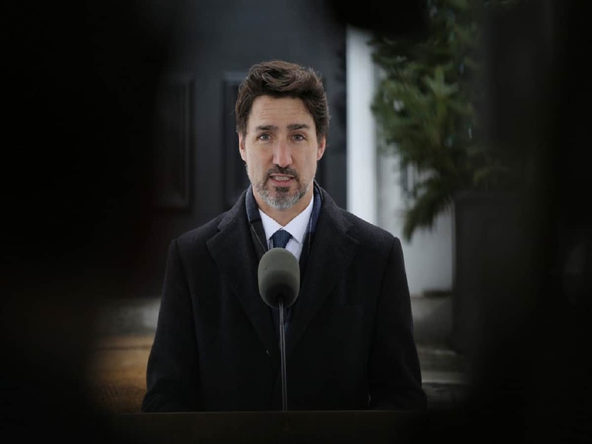 Canadian Prime Minister Justin Trudeau speaks during a news conference on COVID-19 situation in Canada from his residence March 17, 2020 in Ottawa, Canada. (Photo by Dave Chan / AFP)