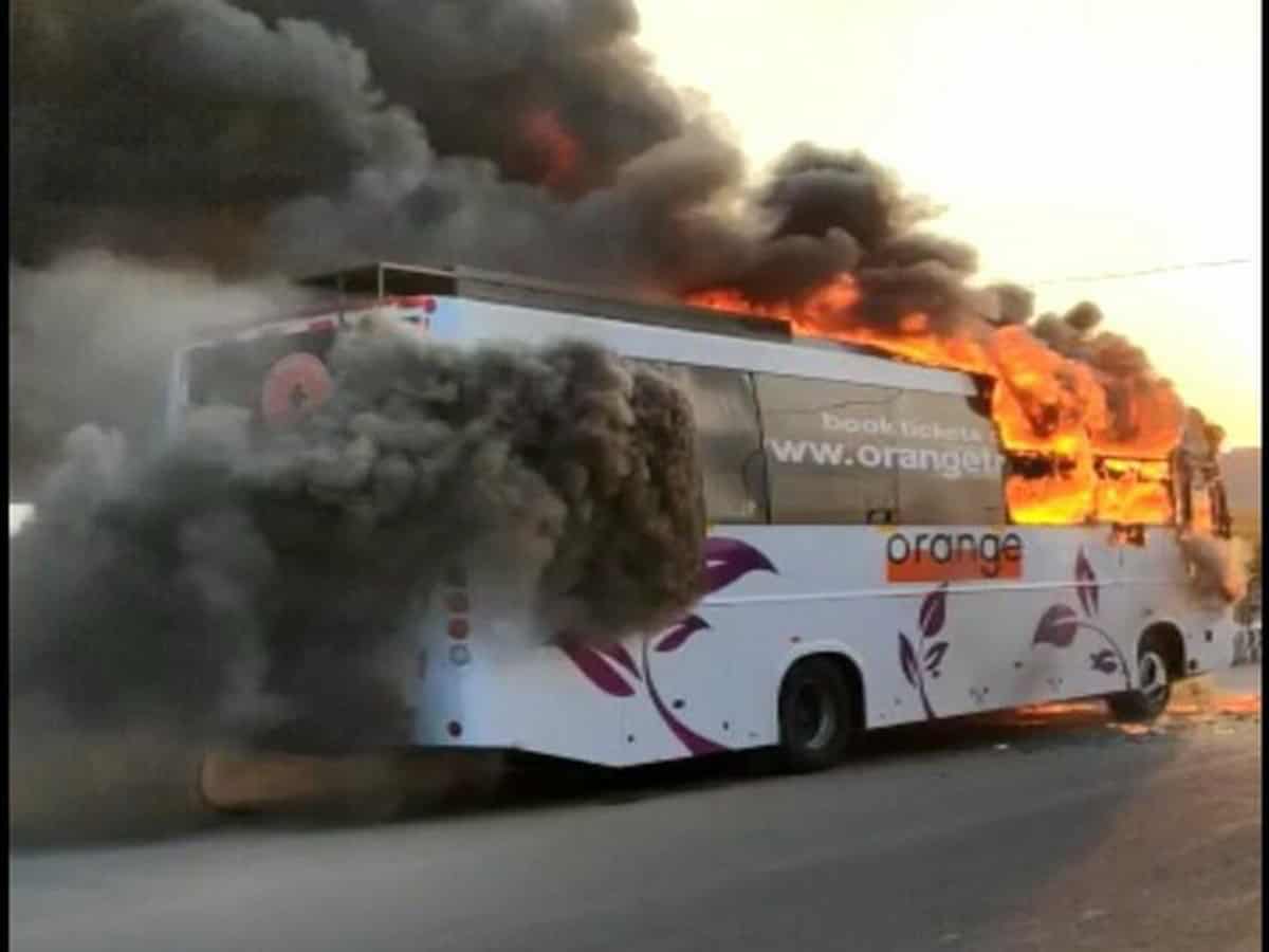 Telangana: TSRTC bus gutted in fire at Suryapet; no casualities