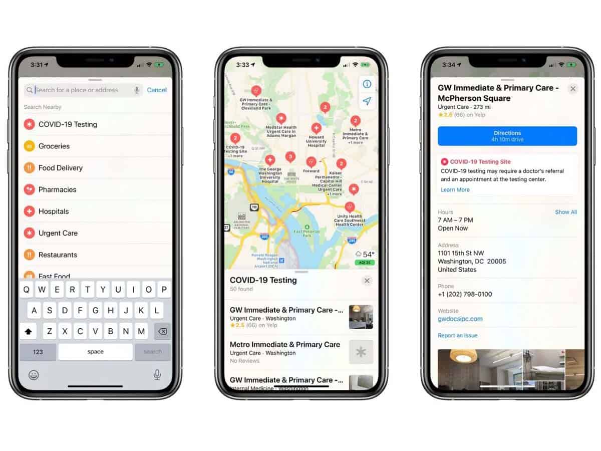 Apple adds COVID-19 testing sites to its Maps across US