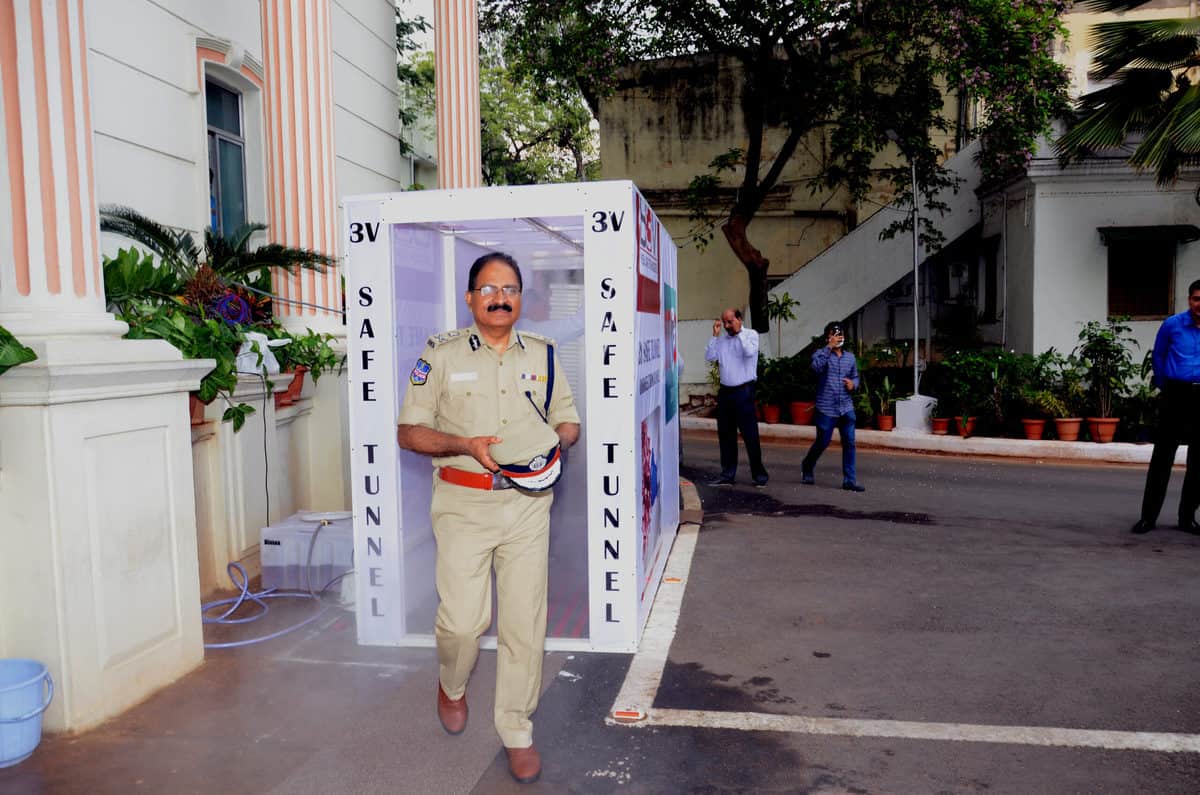 Disinfectant tunnel installed at DGP office in Hyderabad