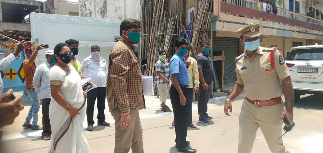 GHMC officials along with Nodal Officers inspecting at Madannapet in Hyderabad on Saturday.