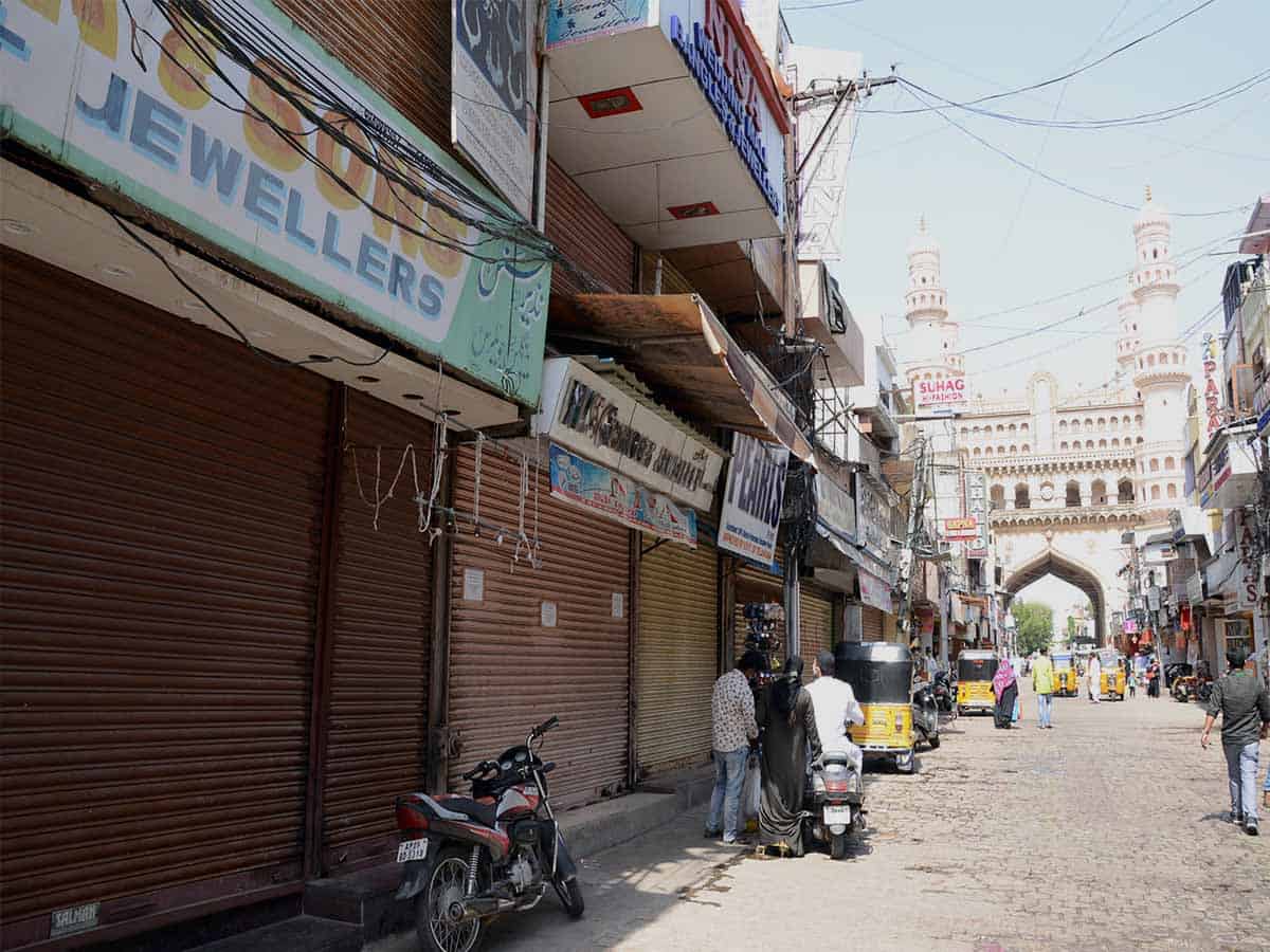 Charminar shops closed in support of "No New Clothes" on Eid