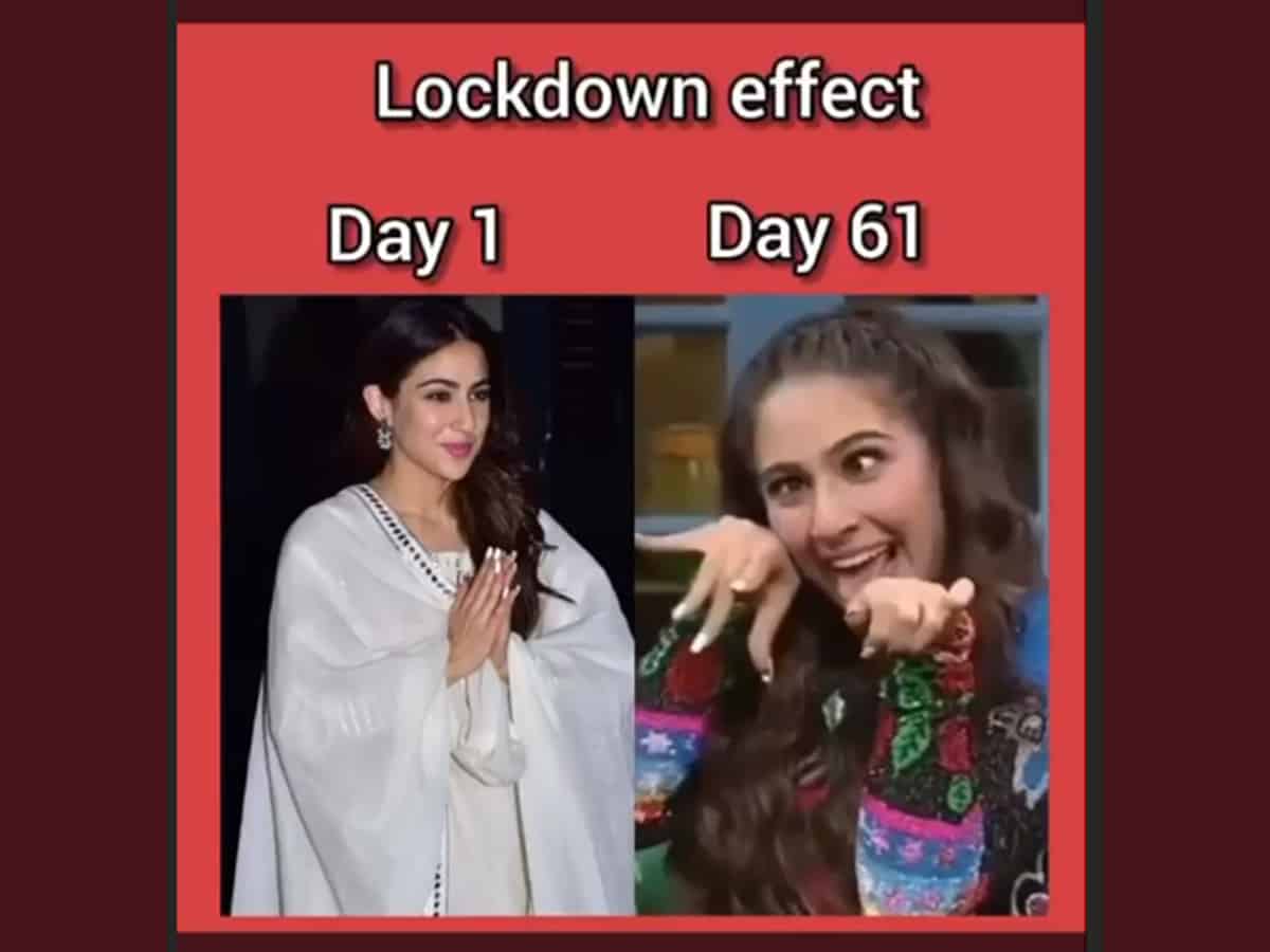 Sara Ali Khan shares before and after effect of lockdown on her