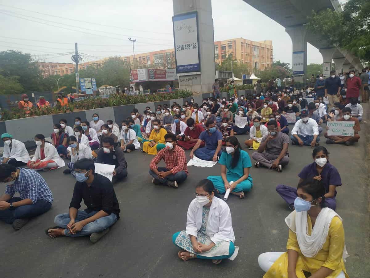 Doctors at Gandhi stage protest over assault on medical students