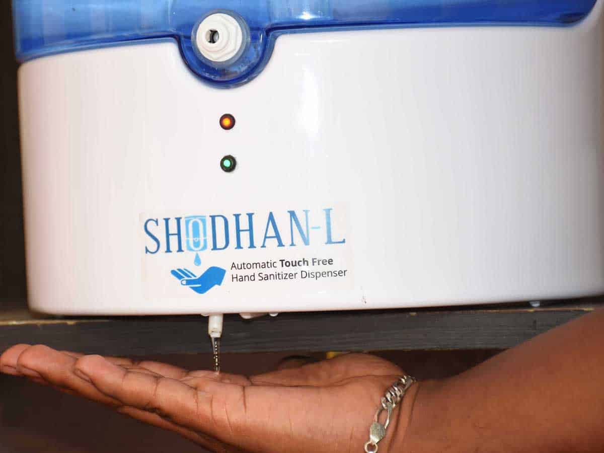 Hyderabad startup creates touch less sanitiser dispensers
