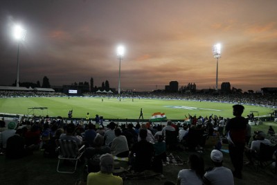 Spectators attend Surrey-Middlesex friendly at the Oval