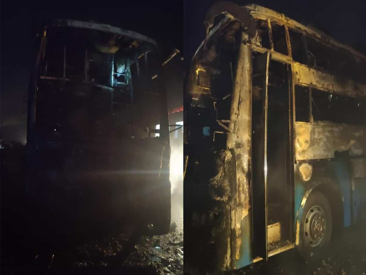 Five killed as bus catches fire in Karnataka