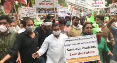 Congress protests demanding postponement of NEET, JEE exams