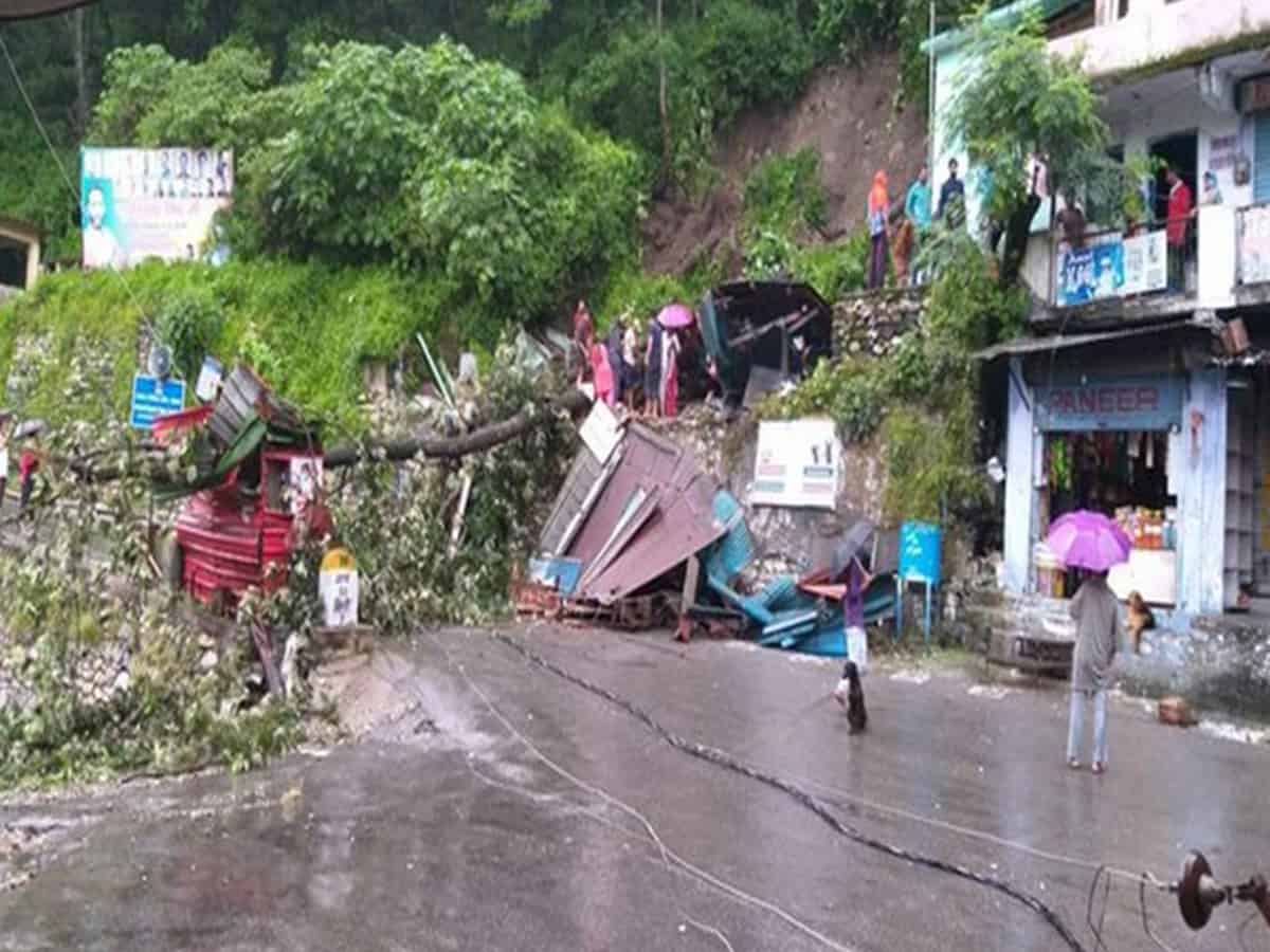 Landslide in Uttarakhand's Chamoli after heavy rain, several shops damaged