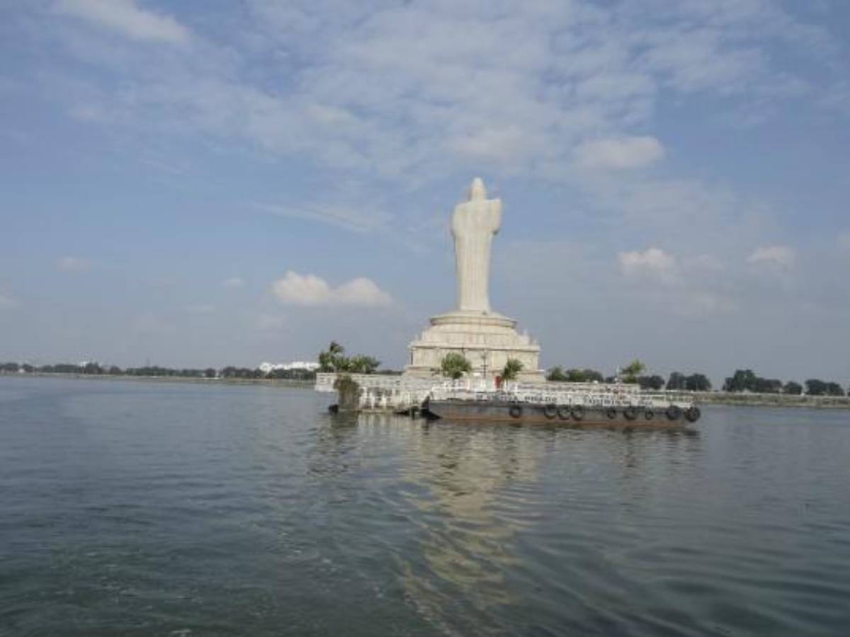 The increased water level in Hussain Sagar attracts visitors