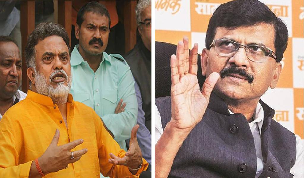 (Right0 Congress leader Sanjay Nirupam, (left) Shiv Sena leader Sanjay Raut