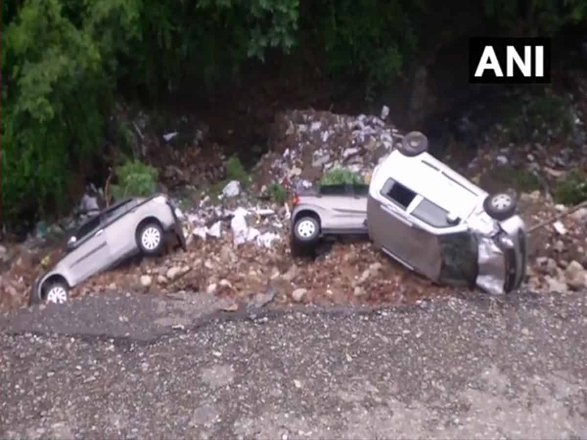 Jammu: 3 cars damaged due to road cave-in