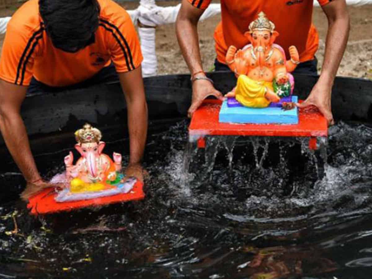 Ganesh idol immersion carried out in artificial ponds in Maharashtra