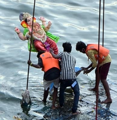 Low-key festivities mark Ganesh immersion in Hyderabad