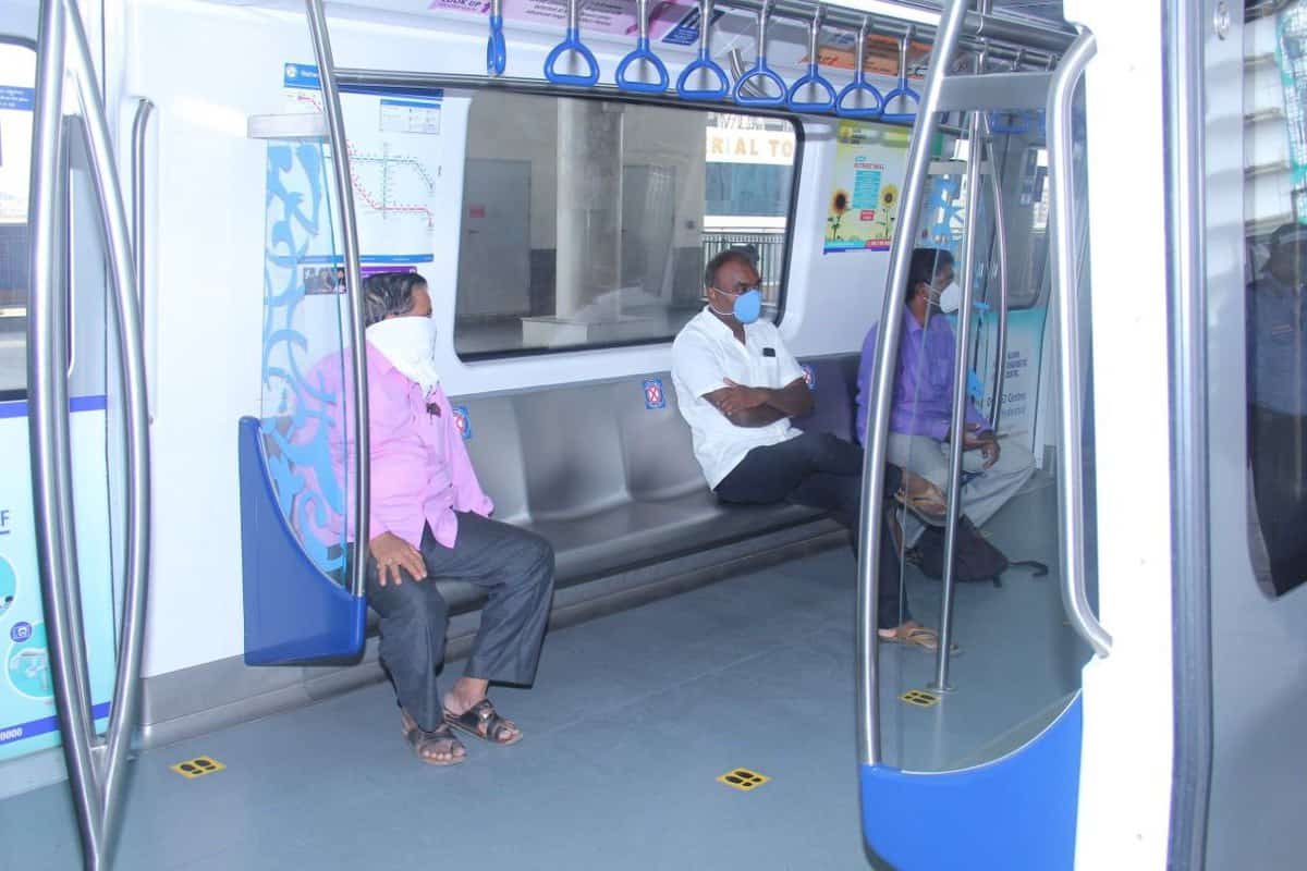 Passengers travelling in Hyderabad Metro Rail