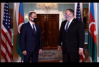 Armenian, Azerbaijani FMs meet Pompeo in Washington