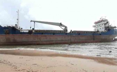 Bangladeshi cargo ship runs aground on Vizag beach