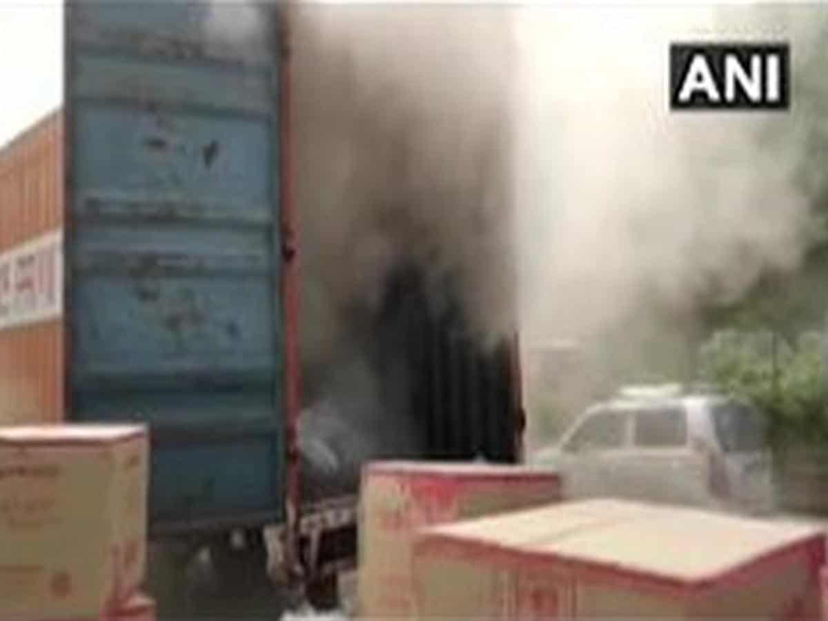 Fire breaks out in container carrying PVC material in Mumbai