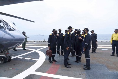 Indian Navy chief reviews operational readiness at sea