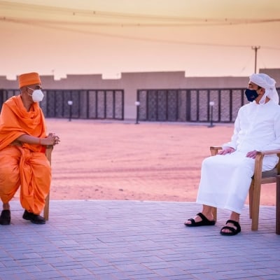 UAE's Sheikh Abdullah inspects Hindu temple site in Abu Dhabi