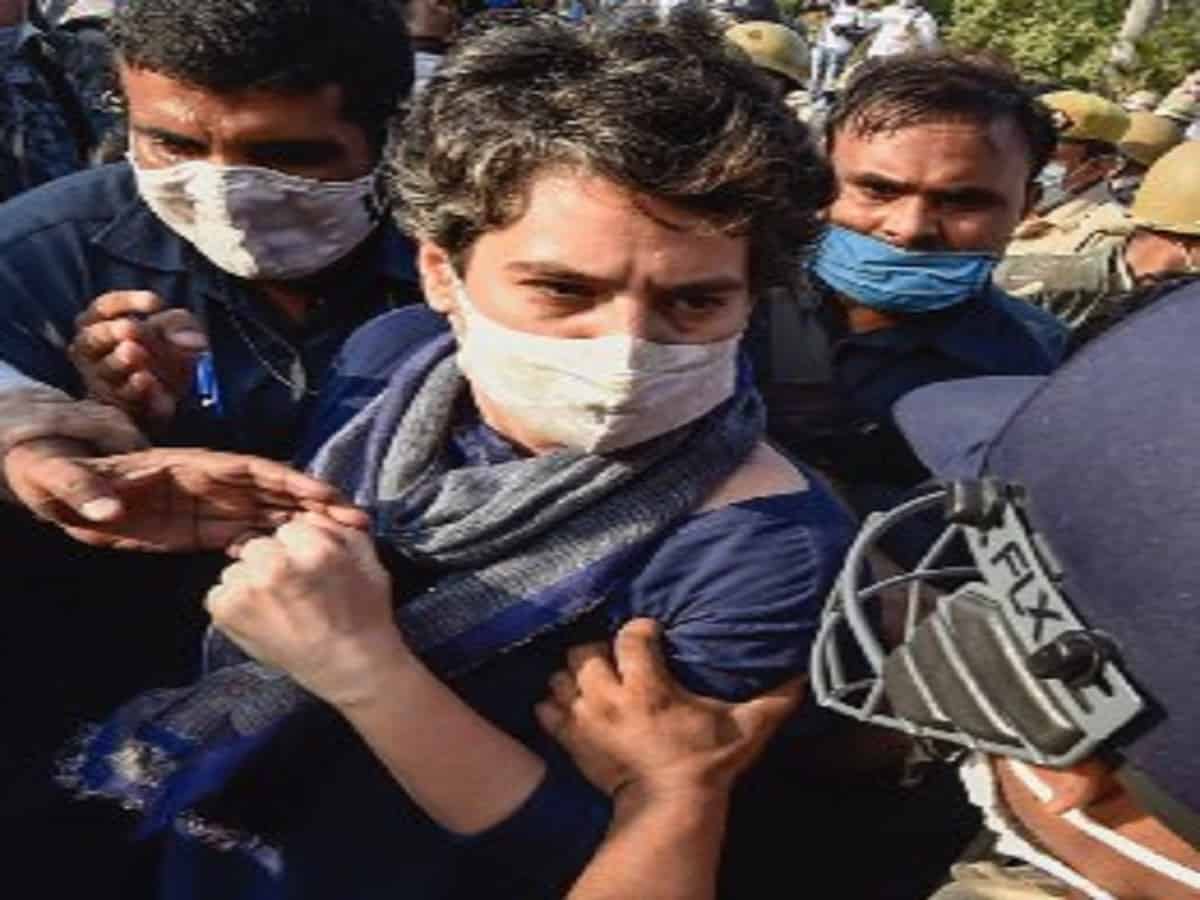 Male cop grabs Priyanka Gandhi's arm