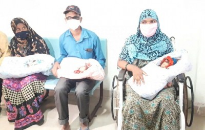 Covid positive woman delivers triplets in Telangana