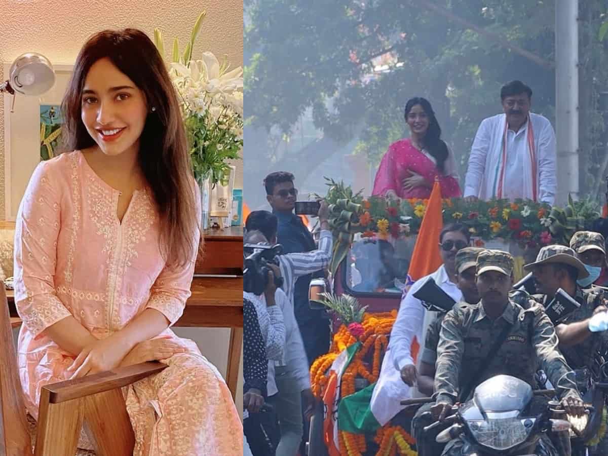 Neha Sharma celebrates dad Ajeet Sharma's win in Bihar elections