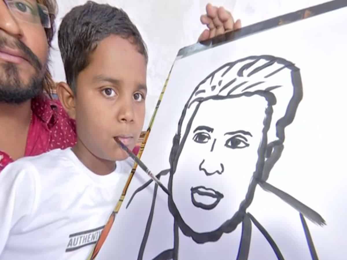 9-yr-old Telangana boy who lost limbs in accident now churns out artworks using mouth