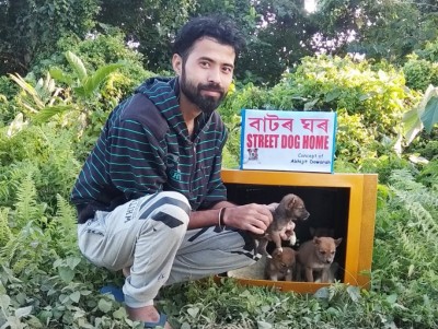 Assam youth uses discarded TV sets to house stray dogs