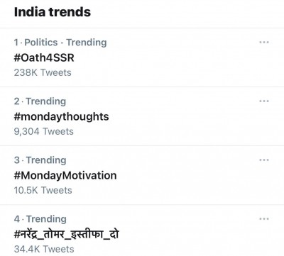 #Oath4SSR becomes buzzword on Twitter