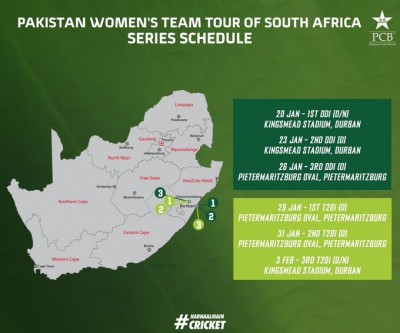 Pak women to play 3 ODIs, 3 T20Is in South Africa next month