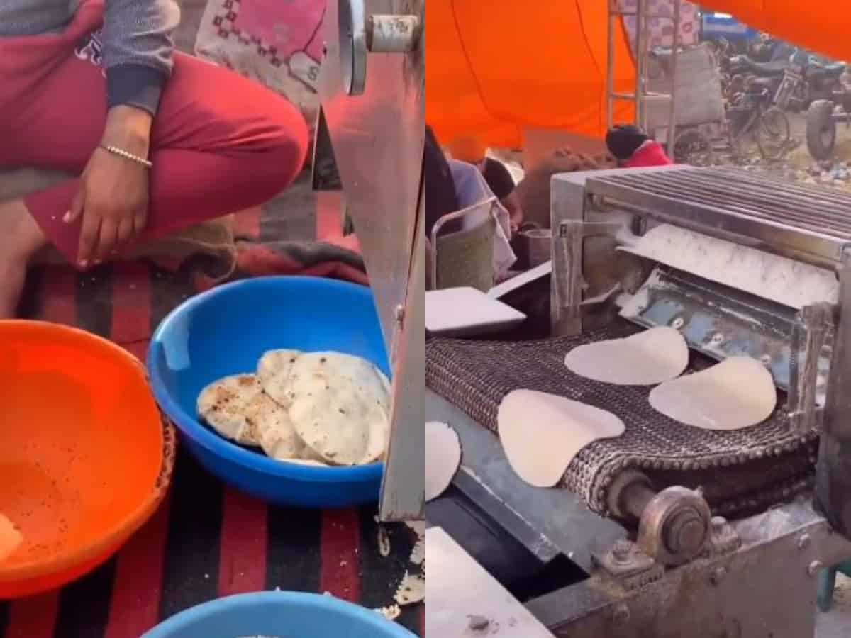 Watch: Farmers install automatic roti machine at protest site