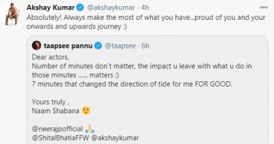 Akshay to Taapsee: Proud of you, your journey