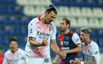 Ibra's brace inspires 10-man Milan past Cagliari in Serie A