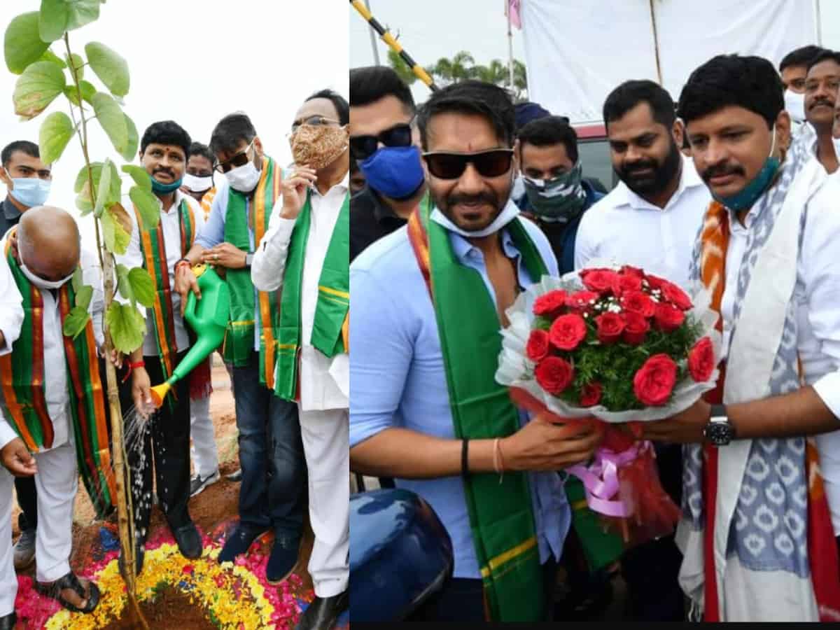 Ajay Devgn participates in Green India Challenge near Ramoji Film City