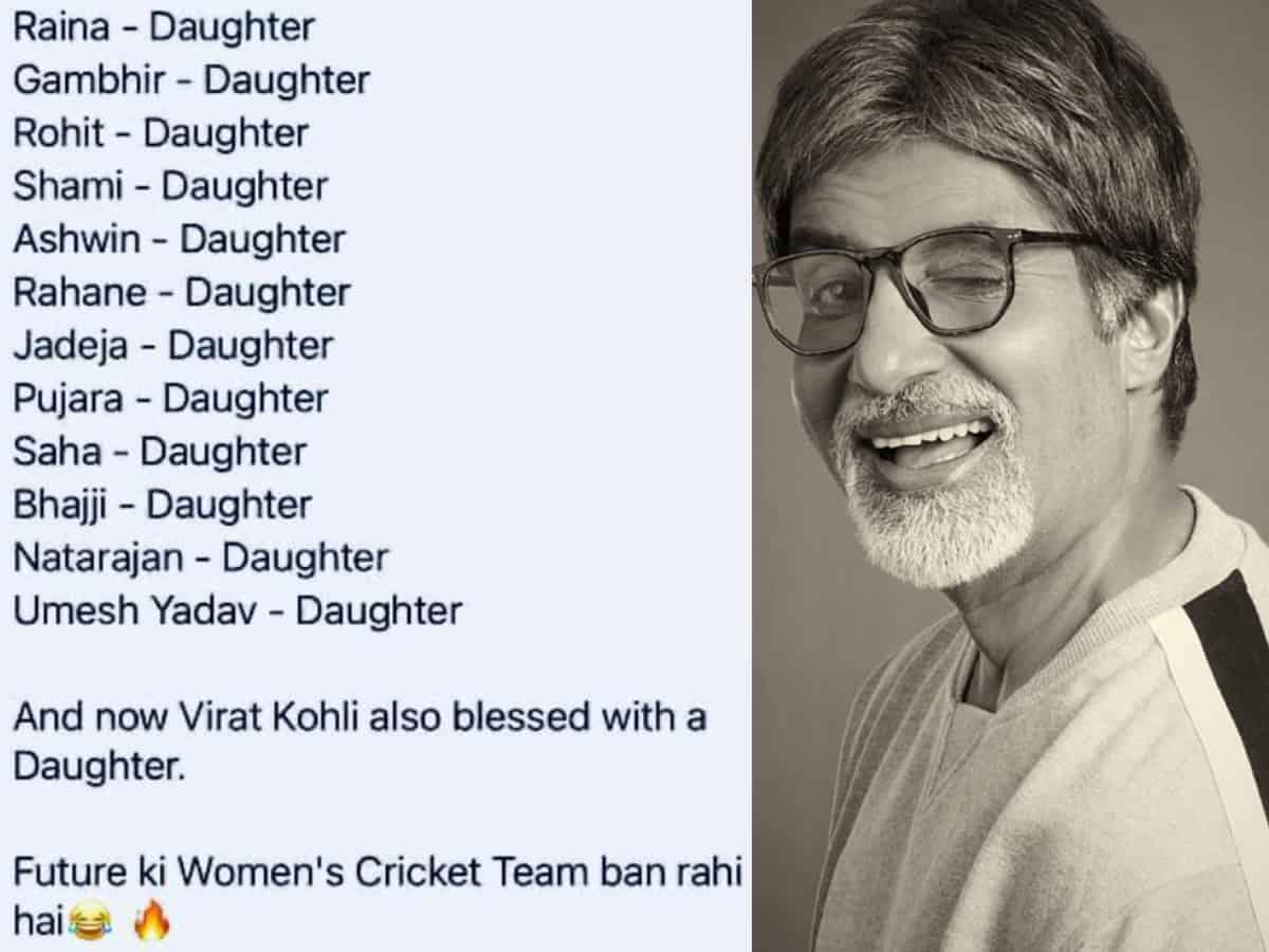 Future women's cricket team is being made: Big B after Virat, Anushka blessed with daughter