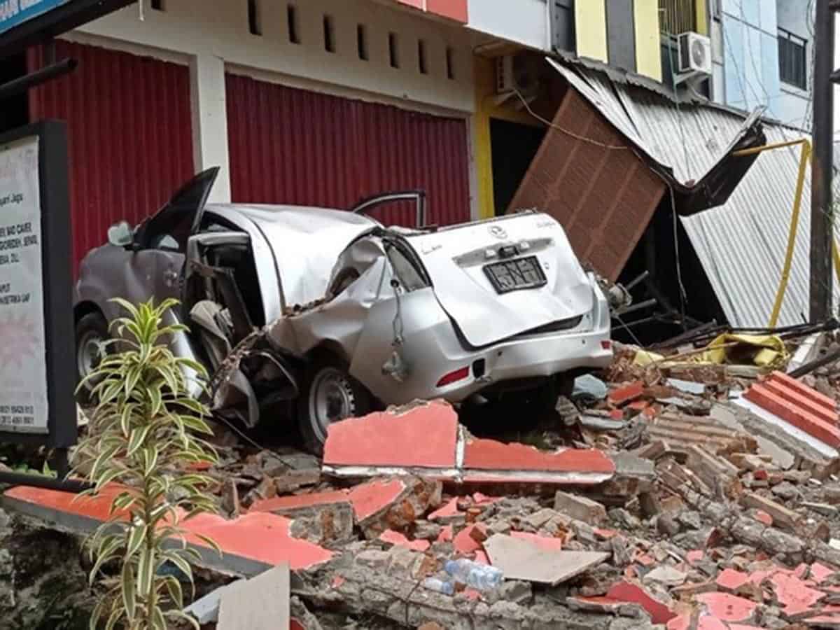 Buildings damaged after earthquake in Indonesia
