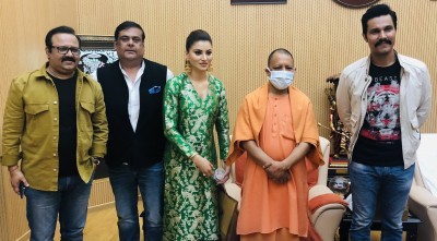 Randeep Hooda, Urvashi Rautela meet Uttar Pradesh CM Yogi Adityanath