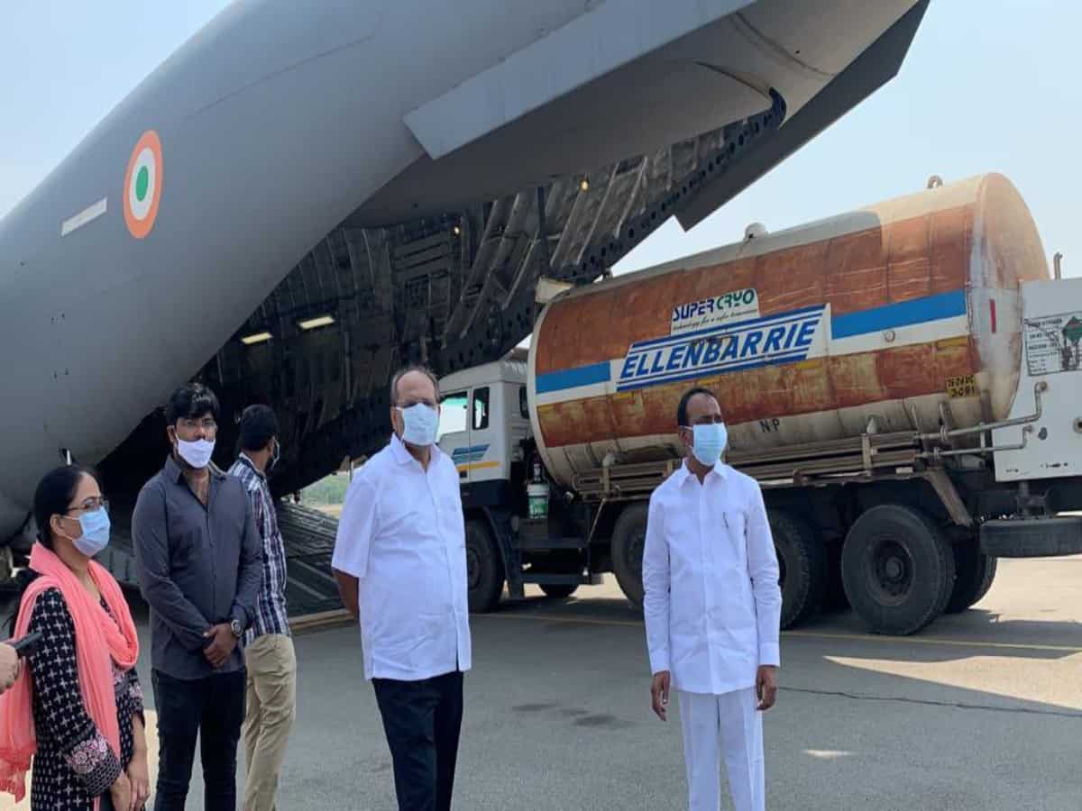 Telangana govt uses army aircraft to airlift oxygen tankers to Odisha