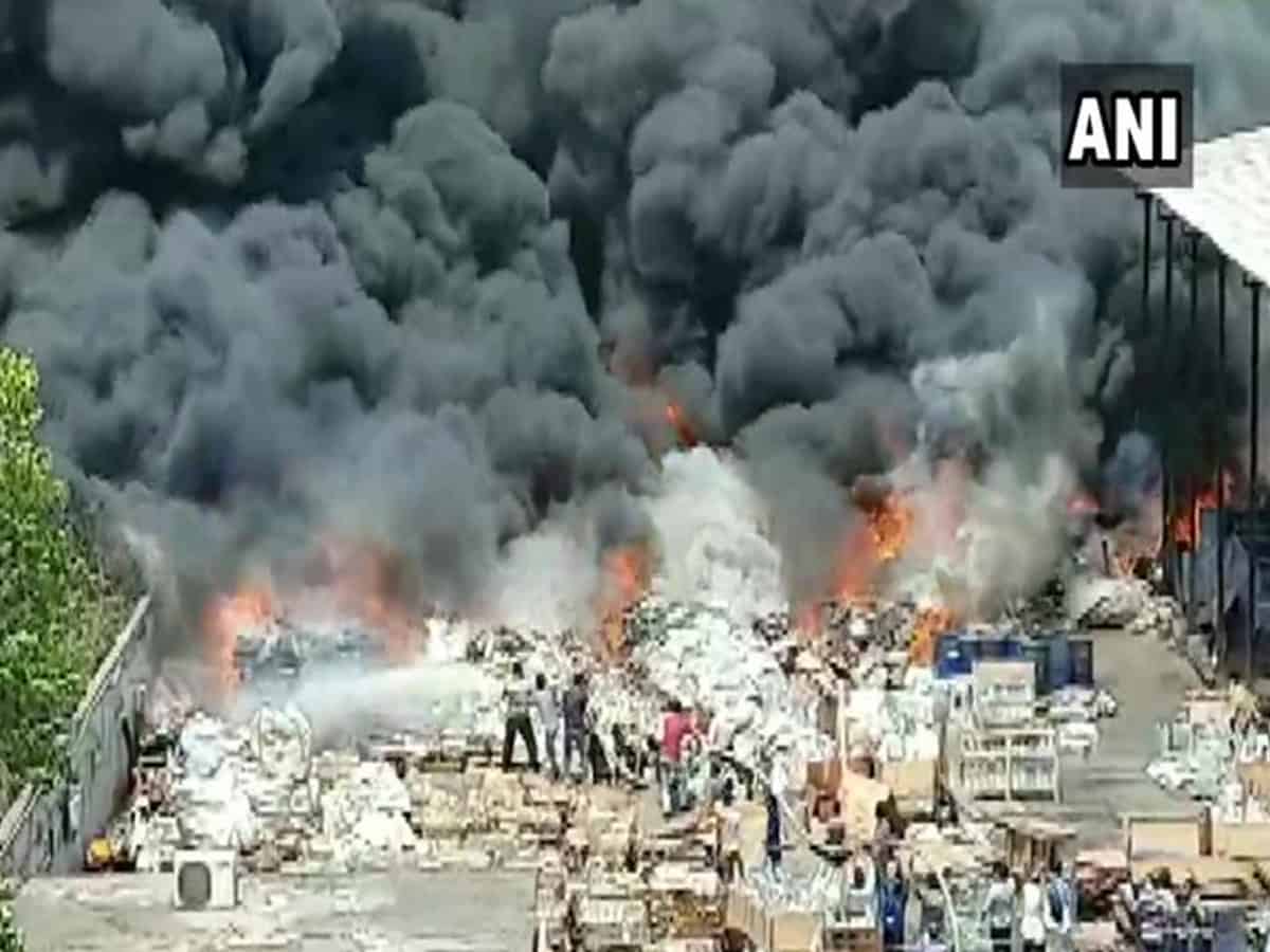 Fire breaks out at scrapyard in Visakhapatnam's Duvvada area