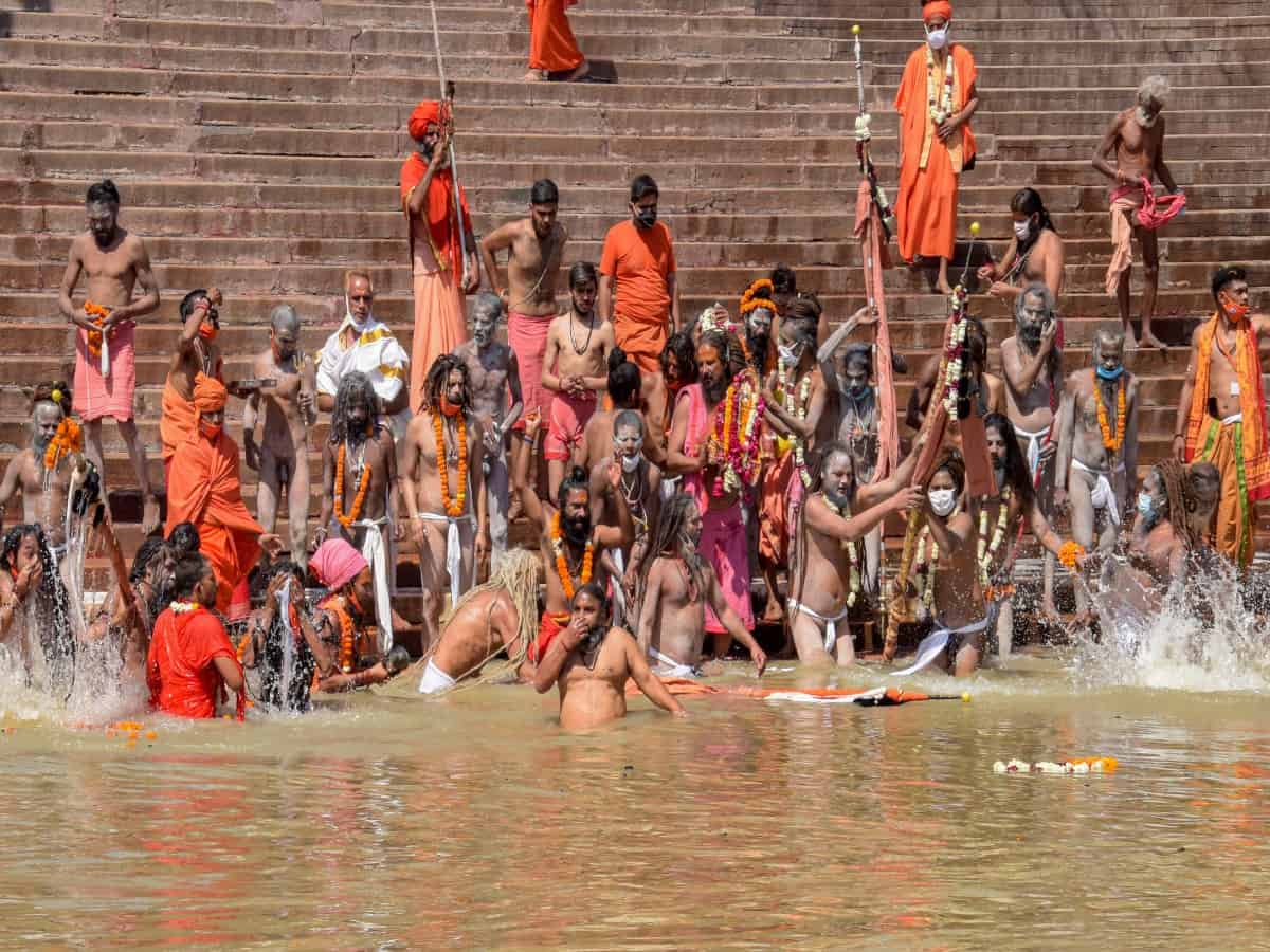 At ‘symbolic’ Kumbh Mela, at least 25K people gather on last holy dip