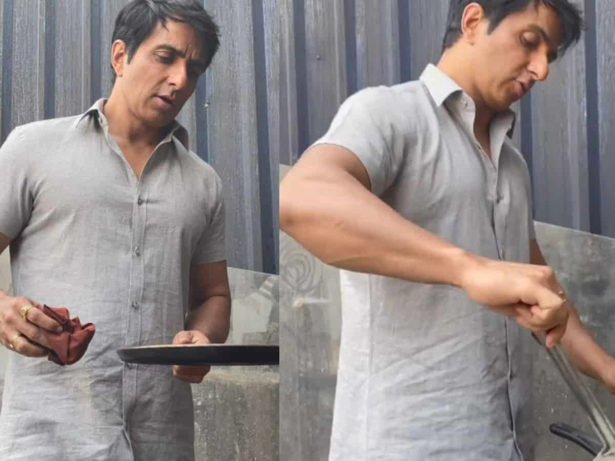 Viral video: Sonu Sood makes dosas on Acharya sets in Hyderabad