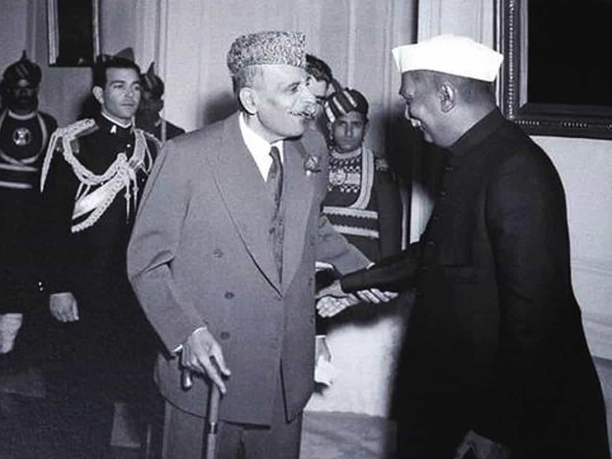 Governor General Ghulam Mohammad with his Indian Counterpart Dr. Rajendra Prasad in 1955