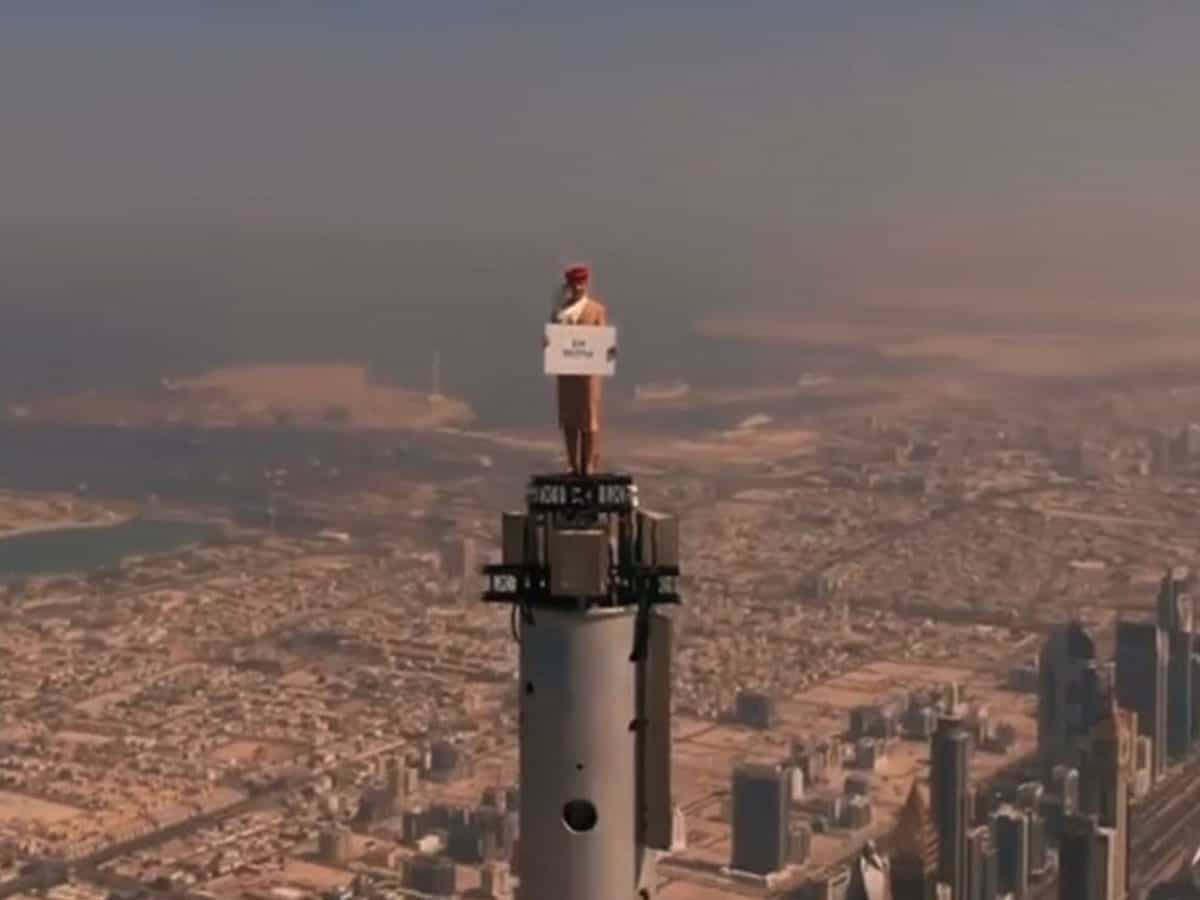 Emirates 'Flight Attendant' on Top of Burj Khalifa - Behind The Scenes