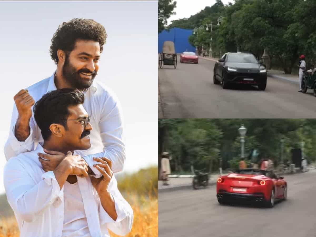 Jr NTR, Ram Charan spotted racing in their luxury cars in Hyderabad [Video]