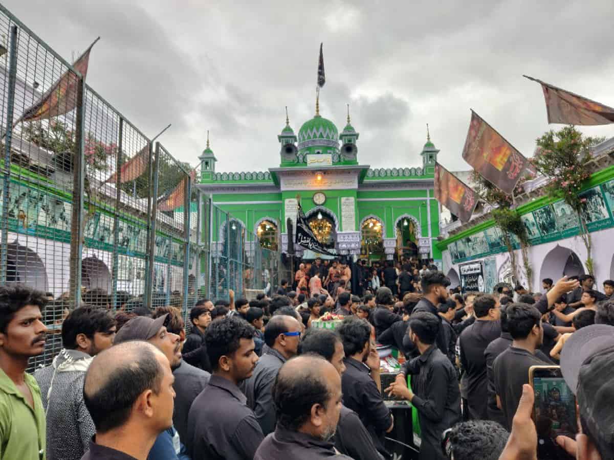 Hyderabad: Shia mourners gather at Bibi ka Alam to take part in the Muharram procession